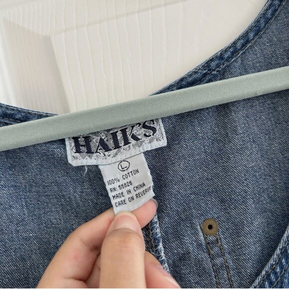 Vintage 4th of July Denim Dress Women's L Lighthouse Embroidered Dress Overall - Picture 3 of 10